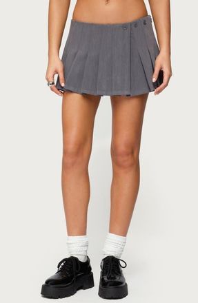 Edikted Zenia Pleated Miniskort in Gray at Nordstrom, Size X-Large