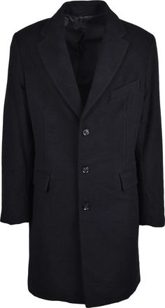 Trussardi Black Wool-Blend Structured Mid-Length Coat