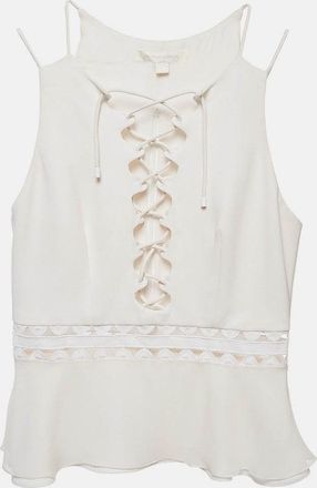 Jonathan Simkhai Jonathan Simkhai White Lace-Up Crepe Flounce Top