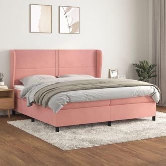 vidaXL Vidaxl - Cama Box Spring Con Colch&oacute;n Terciopelo Rosa 200x200 Cm