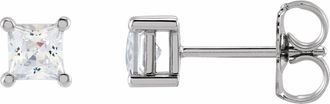 Diamond2Deal 14K Gold 3.5 mm Square 1/2ct Lab-Grown Diamond Earrings Clarity SI, Color G-H