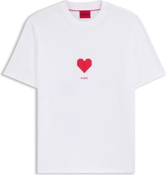 HUGO BOSS All-gender Cotton-jersey T-shirt with origami-heart prints