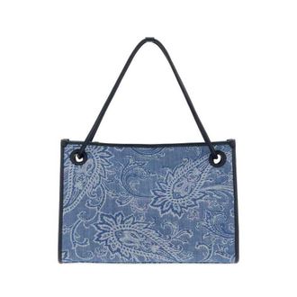 Etro Embroidered Denim Medium Eyes Shopping Bag Fantasiaazzurro Borse A Mano