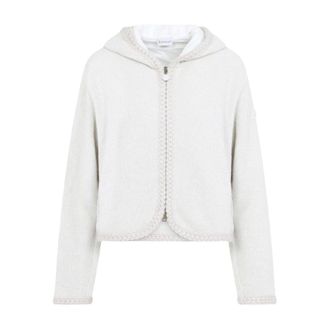 Moncler Truien & Vesten, Dames, Wit, XS, Katoen, Zip Up Vest