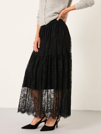 Fat Face FatFace Annie Black Lace Midi Skirt
