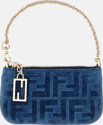 Fendi Mini Flat Pouch Denim Flock Ff