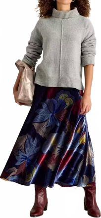 White Stuff Hope Bias Cut Velvet Skirt In Navy