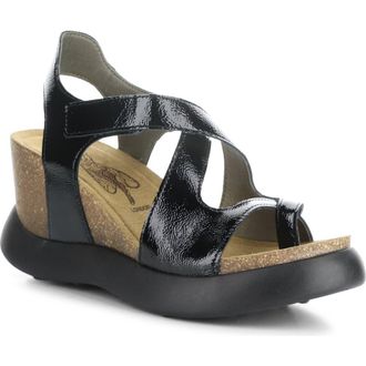 FLY London Gavi Ankle Strap Platform Wedge Sandal in 001 Black Nappalak at Nordstrom Rack, Size 10-10.5Us / 41Eu
