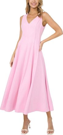 Ted Baker Sleeveless V Neck Pleated Linen-Blend Maxi Dress