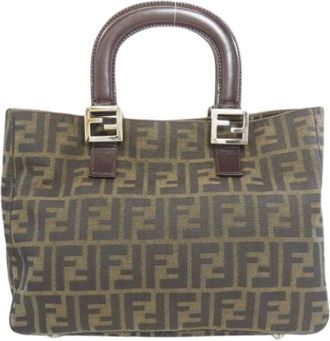 Fendi Pre-owned Handbags, female, Brown, Size: ONE SIZE Pre-owned Vintage Canvas Tote Bag
