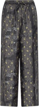 Ganni Losvallende Zijden Broek - Dames - Wijde Broeken - Grijs - S - Broeken