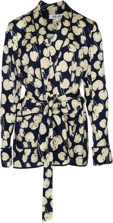 Diane Von F&uuml;rstenberg Diane Von Furstenberg Kimono Wrap Jacket in Navy Blue Viscose