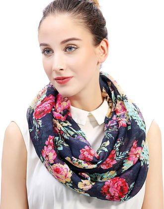 Lina & Lily Butterfly Print Lightweight Snood Scarf (Multi - Butterflies and flowers)