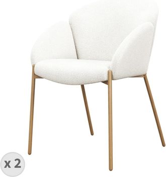 Moloo Silla de tela Cozy Ecru y metal roble (x2)