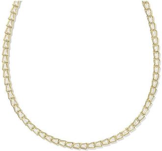Kendra Scott Bella Tennis Womens Necklace Womens Necklace Gold White CZ, Brass