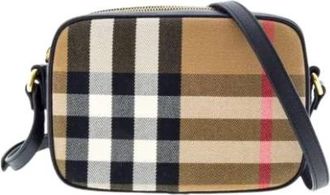 Burberry Camera Crossbodytas met Check Print - Dames - Schoudertassen - Veelkleurig - ONE Size - Katoen - Tassen
