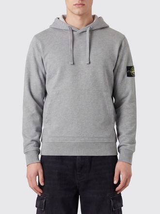 Stone Island Felpa in cotone con cappuccio, tasca a marsupio e logo Compass