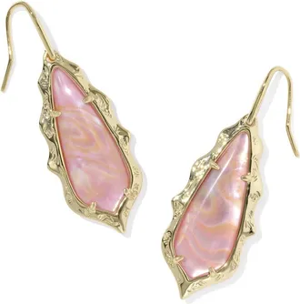 Kendra Scott Womens Adriana Scallop Frame Drop Earrings In Gold Light Pink Iridescent Abalone
