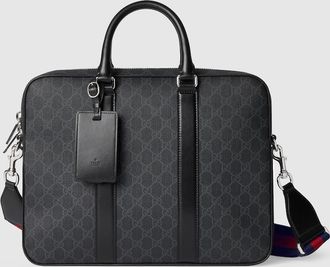 Gucci GG Black Medium Briefcase, Beige, GG Canvas