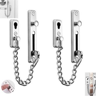 OEM 2 Unidades, Cadena Antirrobo Para Puertas, Cadena Antirrobo, Cadena De Acero Inoxidable, No Requiere Perforaci&oacute;n, Plateada, Acero Inoxidable