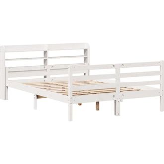 vidaXL Estructura De Cama Con Cabecero Madera De Pino Blanco 150x200cm Vidaxl