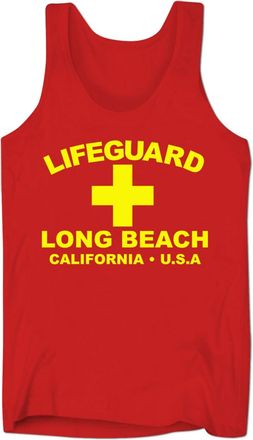 Bang Tidy Clothing Mens Lifeguard Long Beach California USA Surfer Beach Fancy Dress Low Cut Vest, L, Red