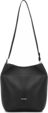 Kazar Zwarte natuurlijke leren handtas met verstelbare band - Dames - Schoudertassen - Zwart - ONE Size - Leer - Tassen