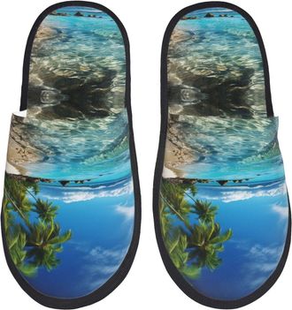 Generic Shoes Tropical Hawaii Palm Tree Sea Beach Lightweight Slippers Anti-Skid Sliders For Big Kid Adult Home M