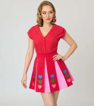 Unique Vintage 1960s Twill Sleeveless Blouse in Red Solid at Nordstrom, Size X-Small