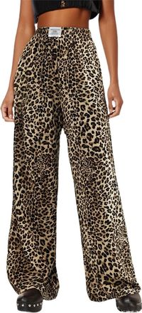 Generic 2025 Trousers Leopard Pants Baggy Fleece Sweatpants Print Pants for Women High Waisted Casual Trousers with Pockets (Coffee, XXXL)