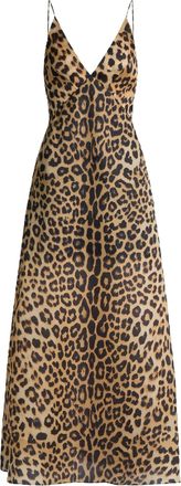 Alberta Ferretti Brown Abito Leopard Print Silk Dress