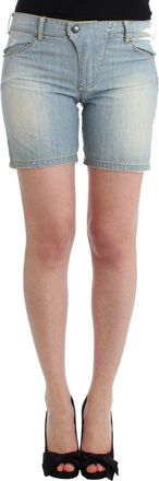 Ermanno Scervino Womens Denim Shorts Distressed Design - Light Blue Cotton - Size Small