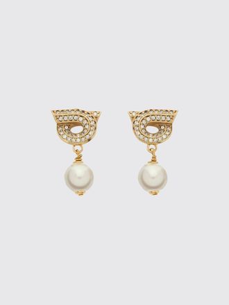 Ferragamo Gancini Pendant Earrings with Crystals and Pearls