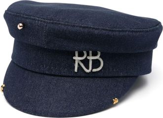 Ruslan Baginskiy piercing-detailed baker boy cap - women - Cotton/Cotton - S - Blue