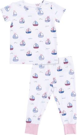 Angel Dear Kids Bubbly Sailboats Shirt & Pants Set in White Pink at Nordstrom, Size 12-18M