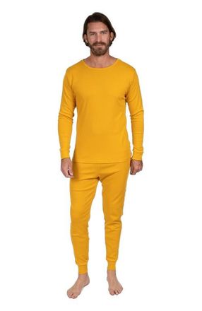 Leveret Mens Cotton Solid Matching Family Pajamas in Mustard at Nordstrom, Size X-Large