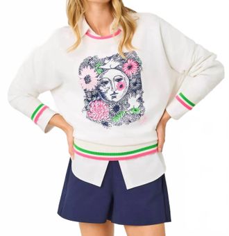 Lilly Pulitzer Ballad Cotton Sweatshirt In Multi Follow The Sun Embellishment