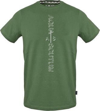 Aquascutum Heren verticaal logo T-shirt (Militair Groen)