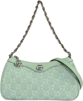 Gucci Pre-owned Shoulder Bags, female, Green, Size: ONE SIZE Pre-owned Denim Shoulder Bag