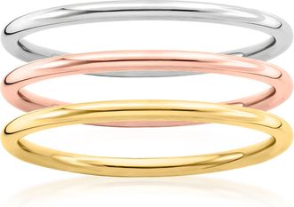 Ross-Simons Italian 10kt Tri-Colored Gold Jewelry Set: 3 Stackable Rings