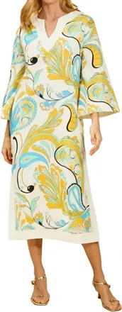 Mestiza New York Ines Midi Caftan Dress In Marble Rhapsody