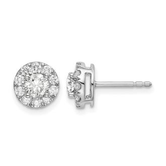 Diamond2Deal 14K White Gold 1 ct Lab Grown Diamond Round Halo Stud Earrings VS Clarity, G-H Color