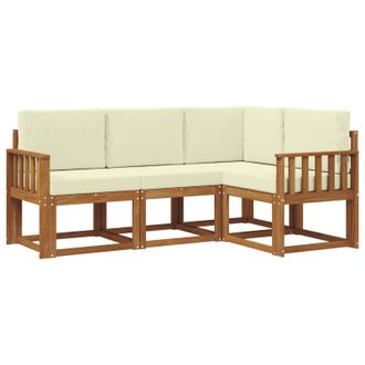 vidaXL Conjunto De Sof&aacute;s De Exterior Con Coj&iacute;n 4 Pcs Natural Y Crema Vidaxl