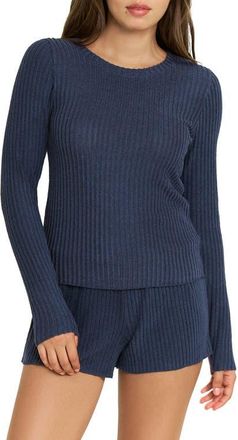 Honeydew Intimates Dream Cloud Ribbed Long Sleeve Pajama Top in Midnight at Nordstrom, Size X-Large