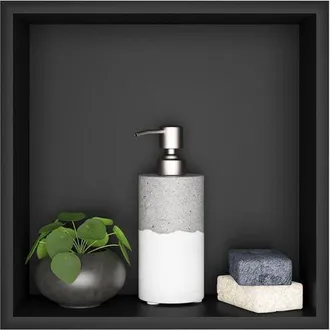 OEM Nicho Para Ba&ntilde;o, Nicho De Ducha Mural De Acero Inoxidable, Nicho De Ducha Mural De Una Sola Capa, Nicho De Ducha Empotrado De 32x32x12,5 Cm, Negro