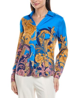 Elie Tahari Printed Silk-Blend Blouse