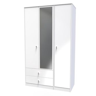 Welcome Furniture Porto Ready Assembled Wardrobe with Triple Mirror - White Matt - Welcome Furniture | TJ Hughes