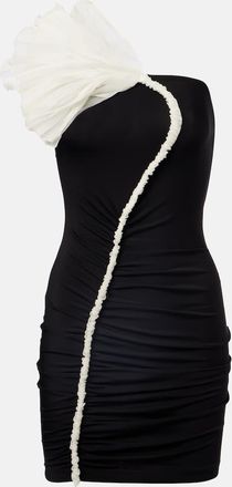 Nensi Dojaka Abito corto asimmetrico con applicazione floreale