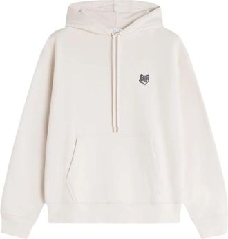 Maison Kitsun&eacute; Fox Head Comfort Hoodie - Heren - Hoodies - Beige - XS - Katoen - Hoodies & sweatvesten