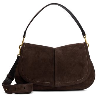Gianni Chiarini Womens Suede Shoulder Bag Mocha Calfskin Handbags Hand